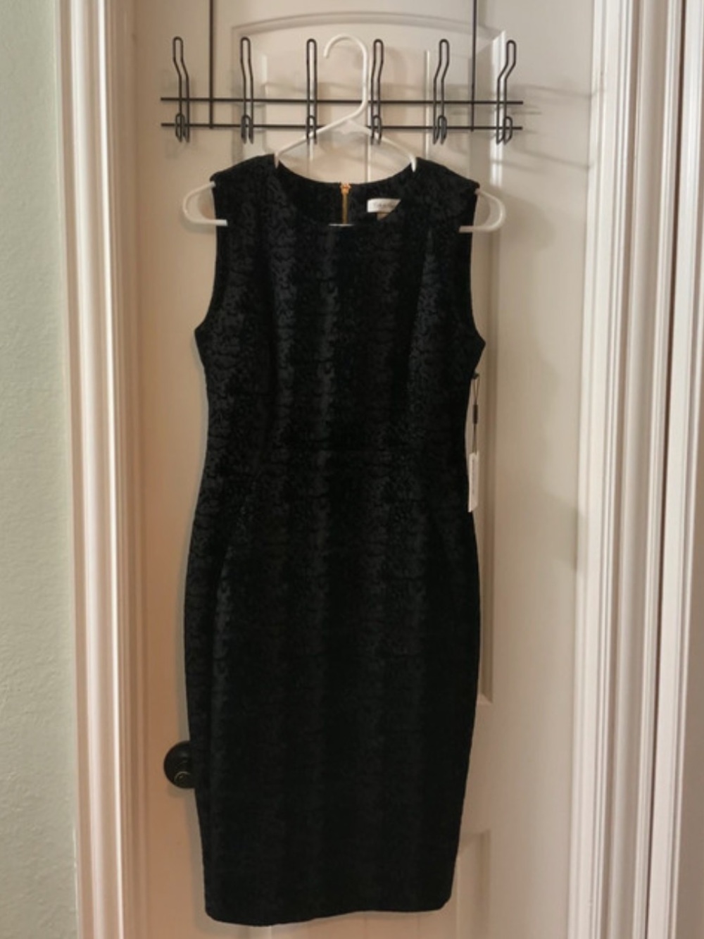 Black sleeveless velvet texture Calvin Klein cocktail dress new with tags size 6
